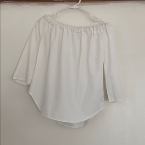 Off the shoulder white blouse with bow in back